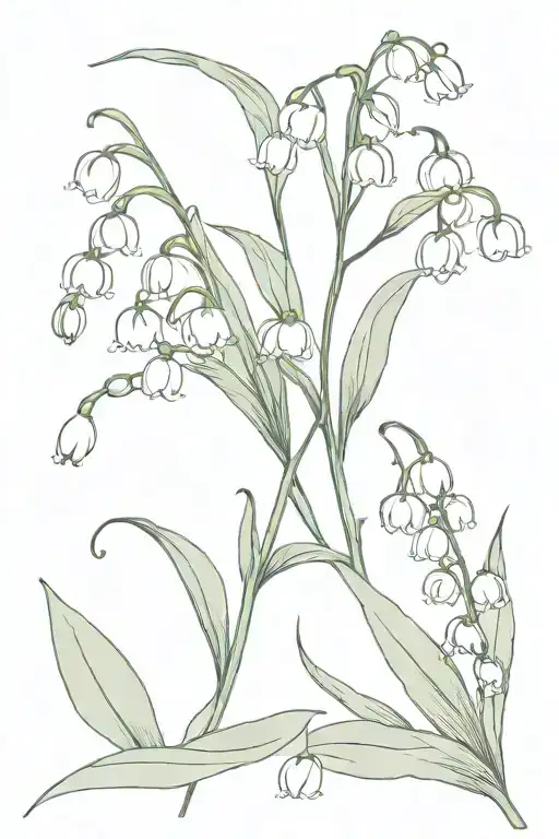 Lily Of The Valley Line Tattoo Design