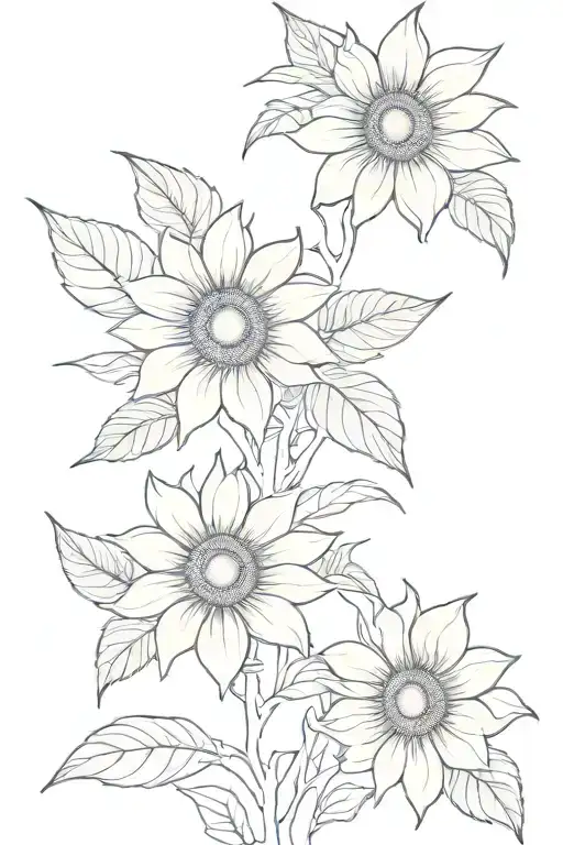 Sunflower Vine Line Work Shoulder Arm