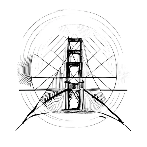 A Minimalist Depiction Of The Golden Gate Bridge With A Sport Symbol Integrated