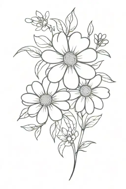 Unalome Symbol With Daisies