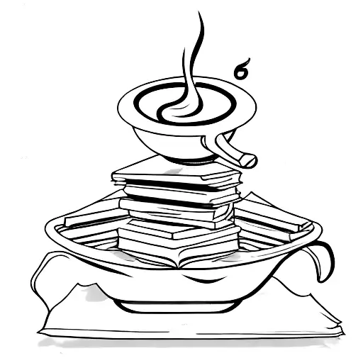 A Cup Of Coffee On A Pile Of Ancient Books