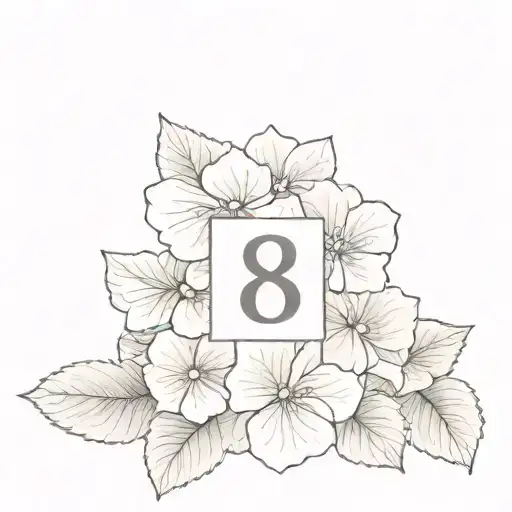 888 Angel Number With Hydrangea Flower