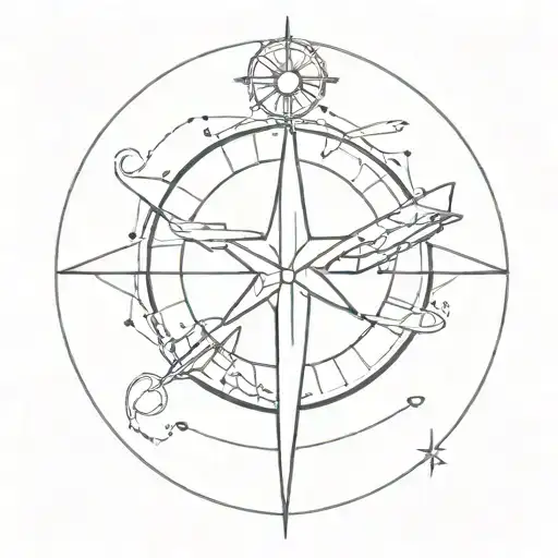 Plane And Compass Friendship Tattoo Design
