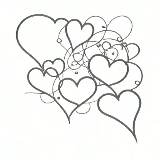 Black Line Work Small Heart Clusters