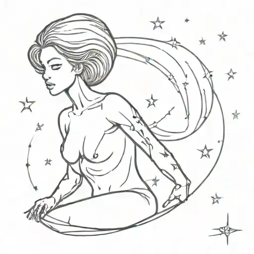 Girl Alien Bursting Out Of Galaxy Filled With Stars