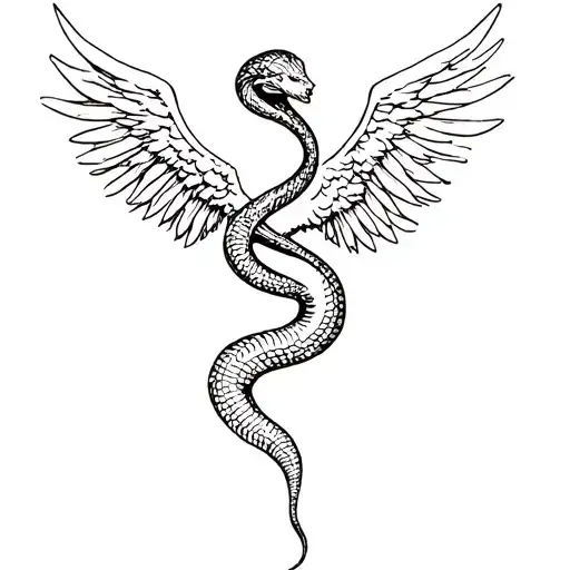 Serpent Wrapped Around Male Fallen Angel
