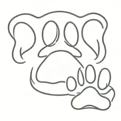 Dog Paw Print And Ears Outline