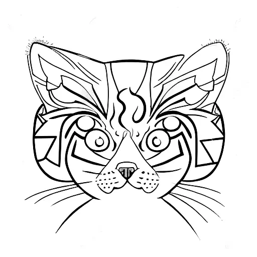 A Minimalist Tattoo Of A Cat Wearing A Rally Driver's Helmet