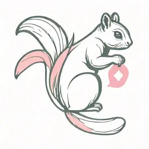 Squirrel Holding A Pink Cancer Ribbon