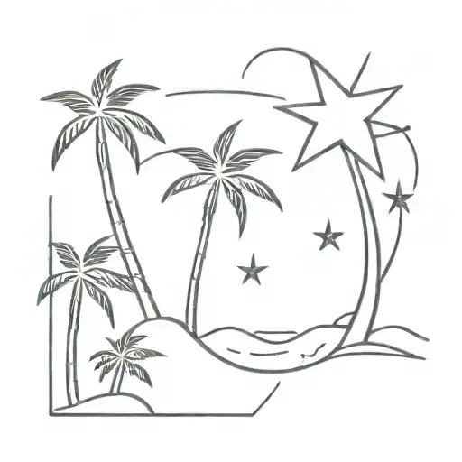 Beach And Coconut Tree And Leo Star Sign