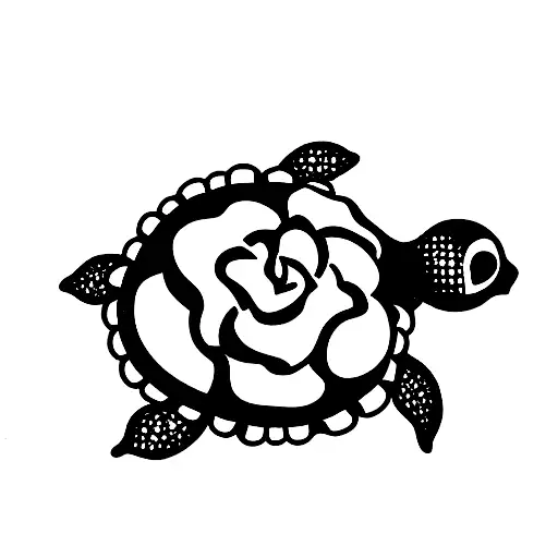 Black Baby Turtle With Roses