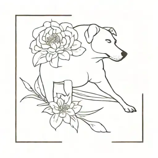 Dog Bame With Flower Around