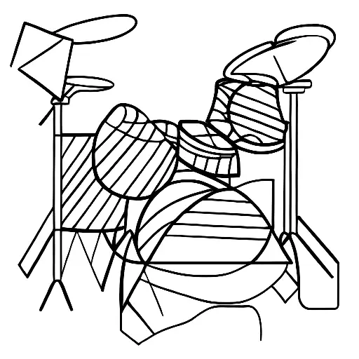 Drumset One Line Tattoo Style