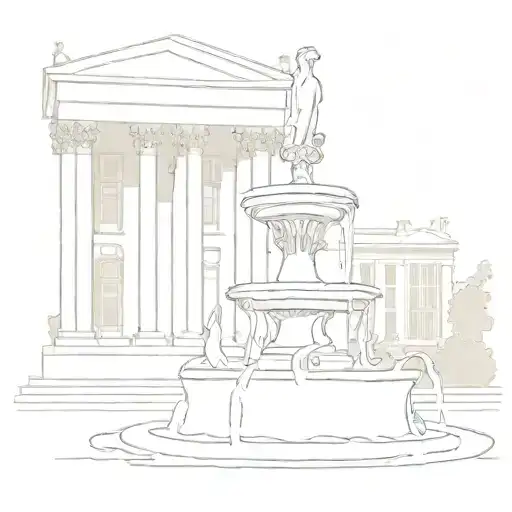 Trafalgar Square Water Fountain Line Art