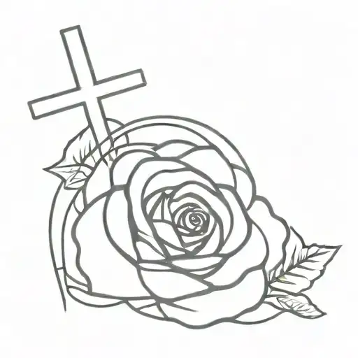 Christian Cross With An Intertwined Rose