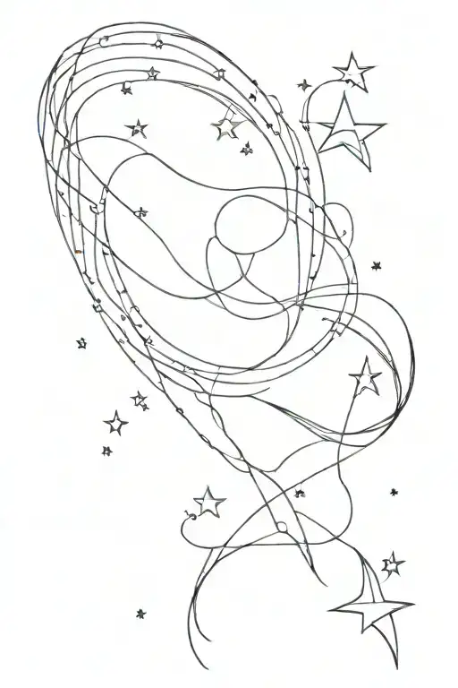 Aquarius Lines Pattern Moon Stars Freedom Air Sea Water