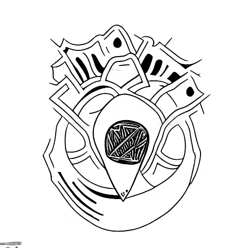 A Minimalist Tattoo Of A Punk Rock Guitar Pick