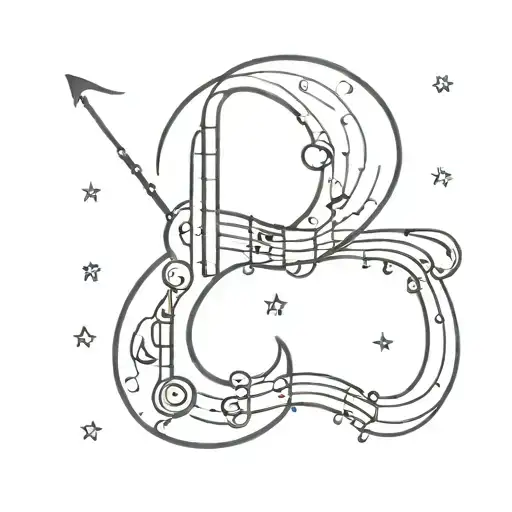A Crescent Moon Made Up Of Musical Instruments And Video Game Symbols