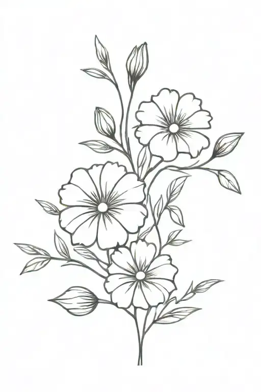 Carnation And Daisy Flower Intertwined Vines