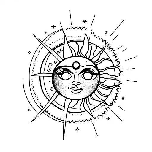 Sun And Moon Surrounded By Magic