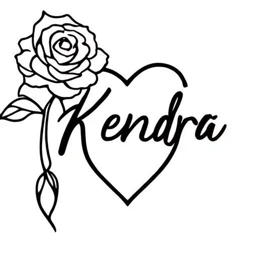 Kendra Name With A Heart And Rose