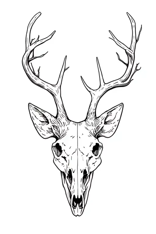 Deer Skull Decaying In Trees Background Looking Through Lens