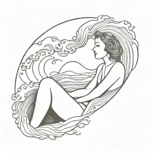 Sea Wave Baby Girl Sitting