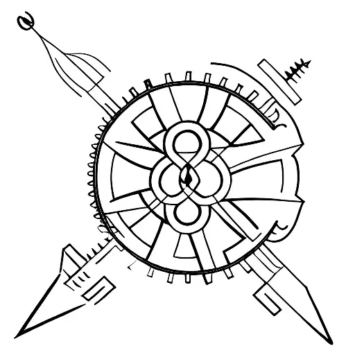 A Semicolon Arrow Formed By Intertwining Gears