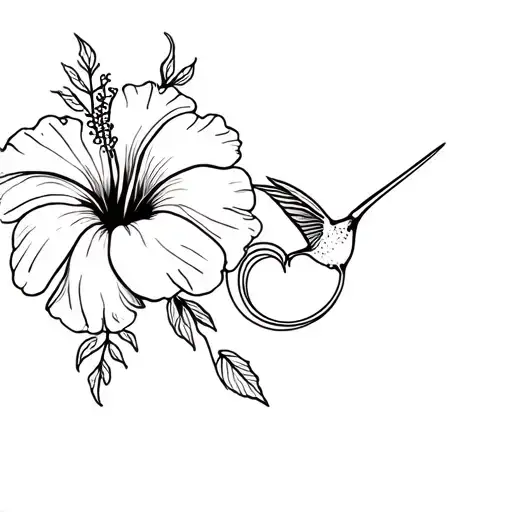 Flower Hibiscus And Colibri And Triskel Symbol