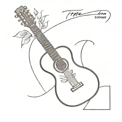 Guitar With A Plant And The Letter T