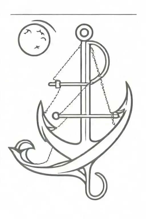 Anchor Dropped From Boat With A Moon Rising