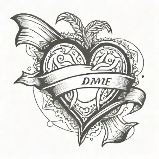 Heart With Two Banners Wrapped