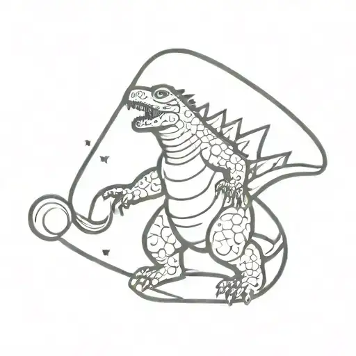 Godzilla Golfing In Space Theme