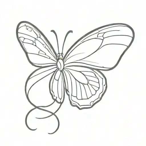 Line Art Butterfly Wings Sitting Facing Forward