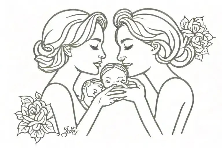 Mother Daughter And Son Love Tattoo Design Inspired