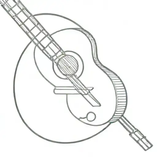 A Minimalist Tattoo Of A Guitar String Forming The Shape Of A Person