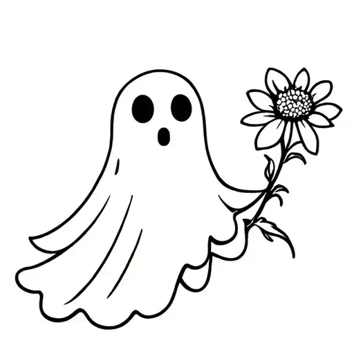 Cartoon Ghost Holding Flower