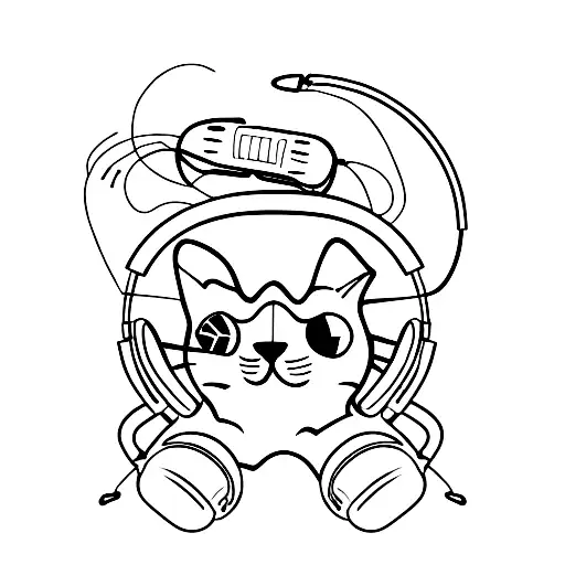 A Cat Wearing Headphones And Djing On A Turntable