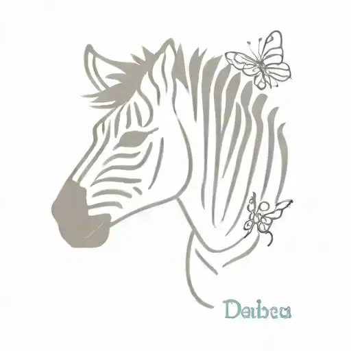 Tiny Dainty Zebra With A Butterfly