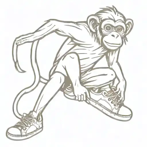 Monkey Wearing Sneakers Themed