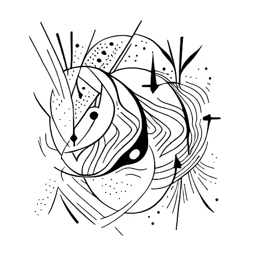 An Abstract Representation Of Art Merging Under A Crescent Moon