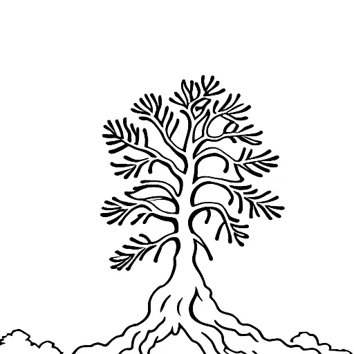 A Pine Tree With Roots That Spell Out 2600