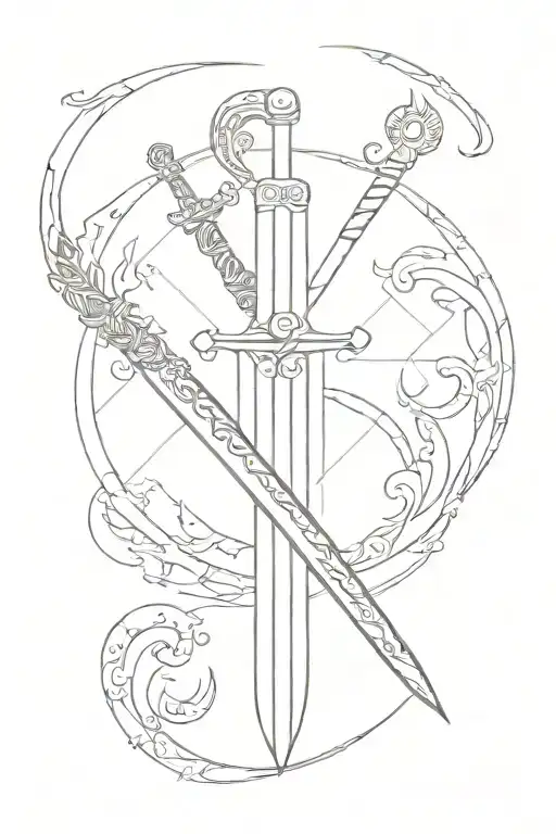 Long Sword With Libra Zodiac Sign