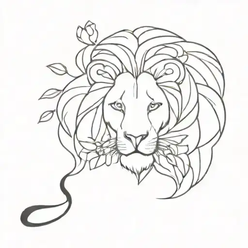 Lion With Flower Blooming