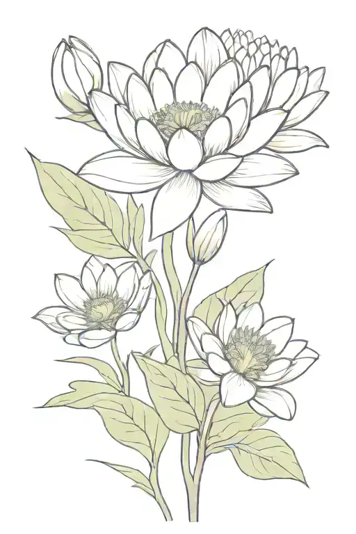 Flower Bouquet Of Violet Daisy And Water Lily Flower