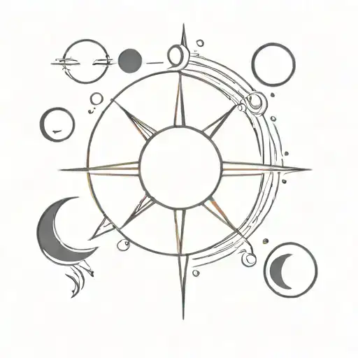 A Simple Sun With Rays Above Six Phases Of The Moon All In The Shape Of A Semicolon