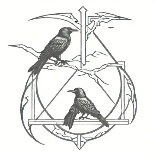 2 Crows With Norse Runes