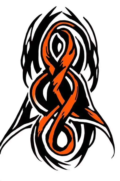 Kidney Cancer Orange Ribbon Intertwined With Strength Symbol