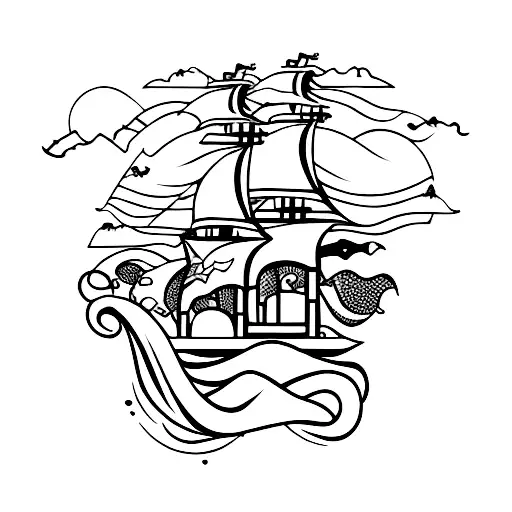 Pirate Boat Inside A Bottle