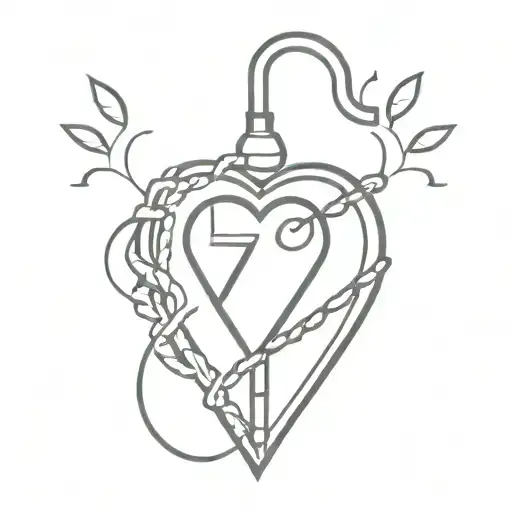 Number 7 And Dna Heart Shaped Lock Design Symbolizing